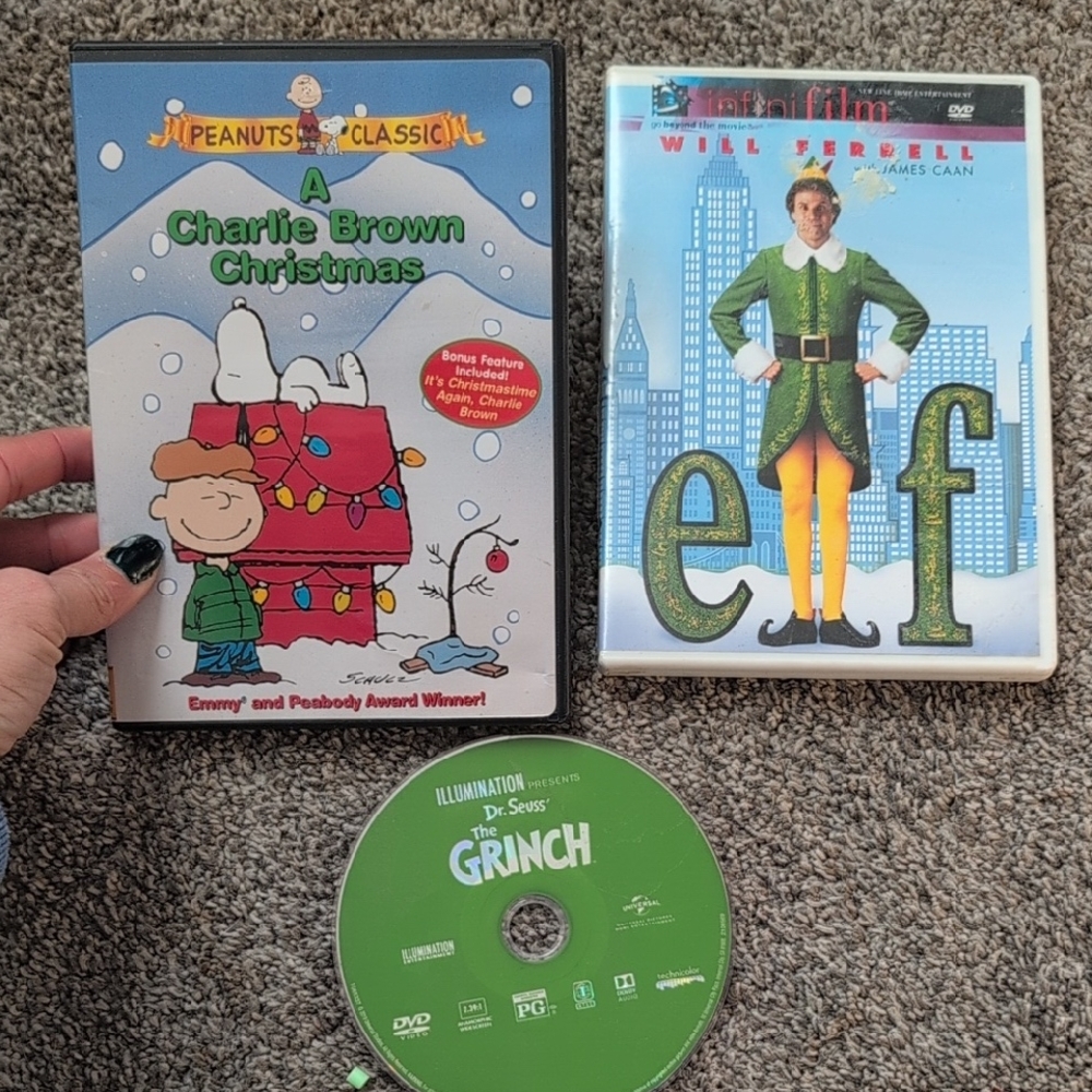 Peanuts A Charlie Brown Christmas Elf grinch DVD Bundle